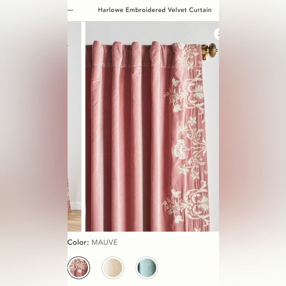 Anthropologie Harlowe Embroidered Velvet Curtain 50 x 84 NWT - Picture 2 of 12